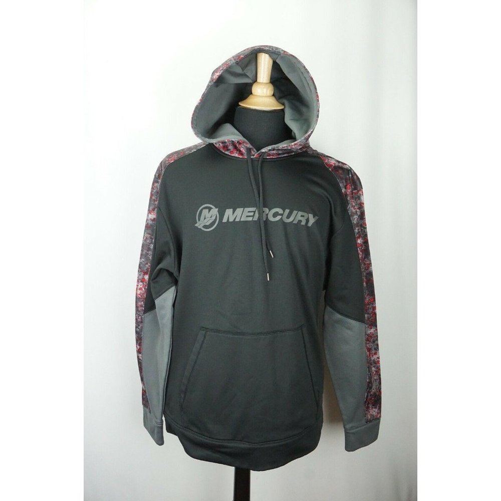 Men's Gray Pullover Hoodie with Camouflage Accent